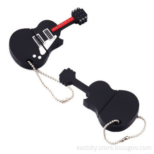 Custom guitar-shaped USB drive, made of soft PVC material, OEM orders welcome